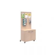 Sanitization-Station-Oak-with-doors