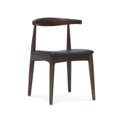 Hans-Wegner-Replica-Elbow-walnut-frame-black-upholstered-seatpad-standard