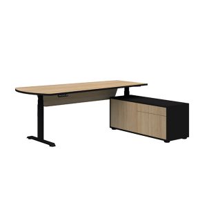Summit-II-Executive-Desk-with-right-hand-return-black-frame-with-classic-oak