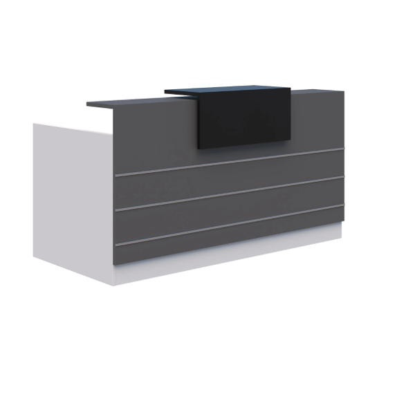 cropped grey and black desk