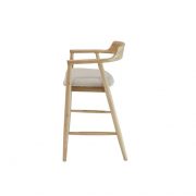 Earling bar stool wooden and linen side view