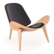 Shell Chair - Black leather and Ash