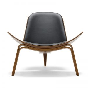She;ll chair - Brown leather, Walnut