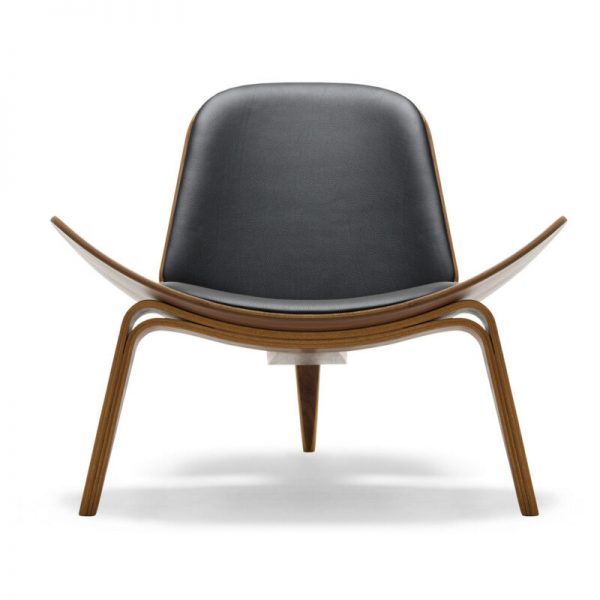 She;ll chair - Brown leather, Walnut