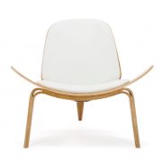 Shell chair - White leather, Ash