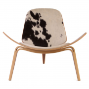 shell chair - cowhide - ash, black front