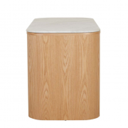 Classique marble Desk - White marble, ash - 3 sideon